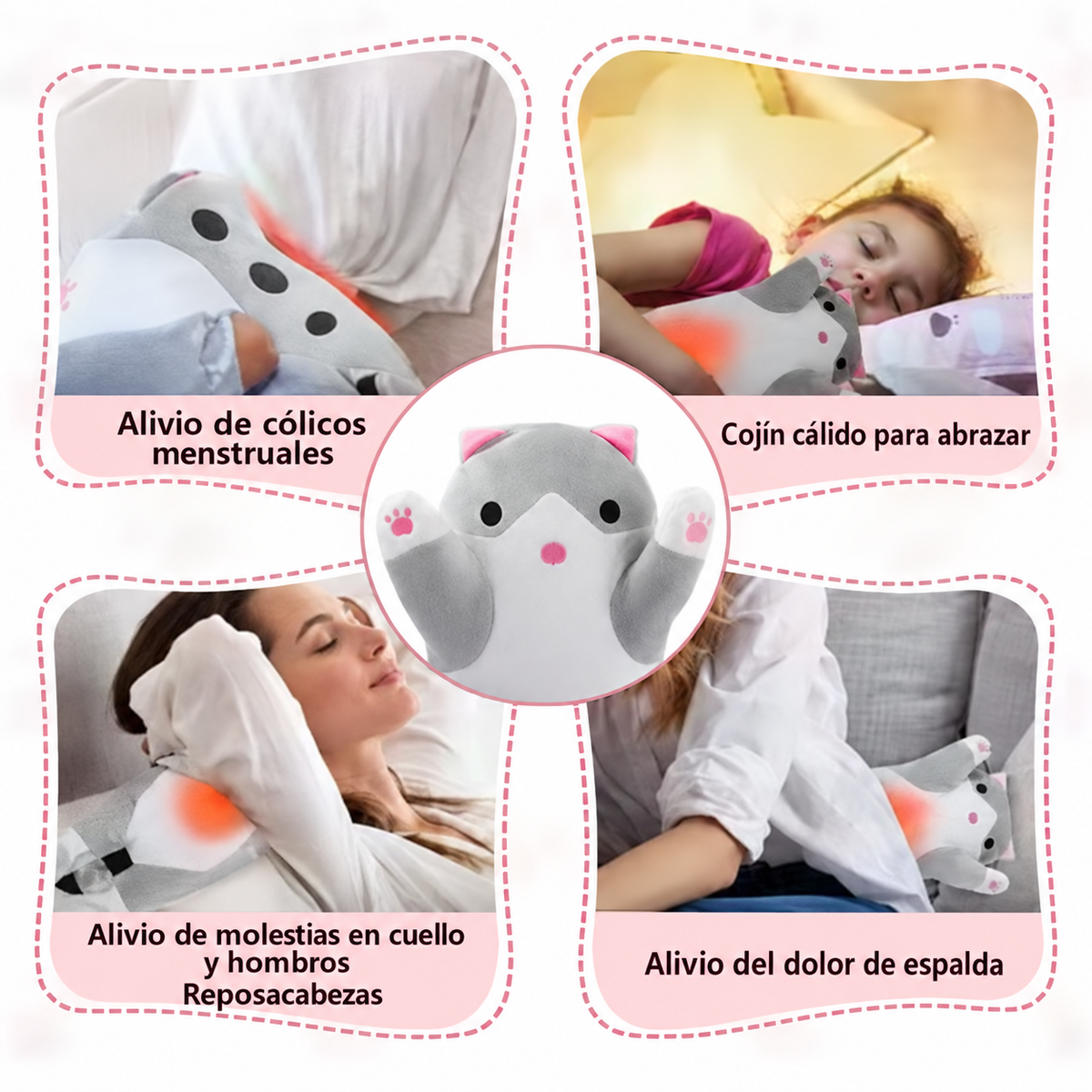 Calefactor eléctrico de peluche que alivia cólicos y frío